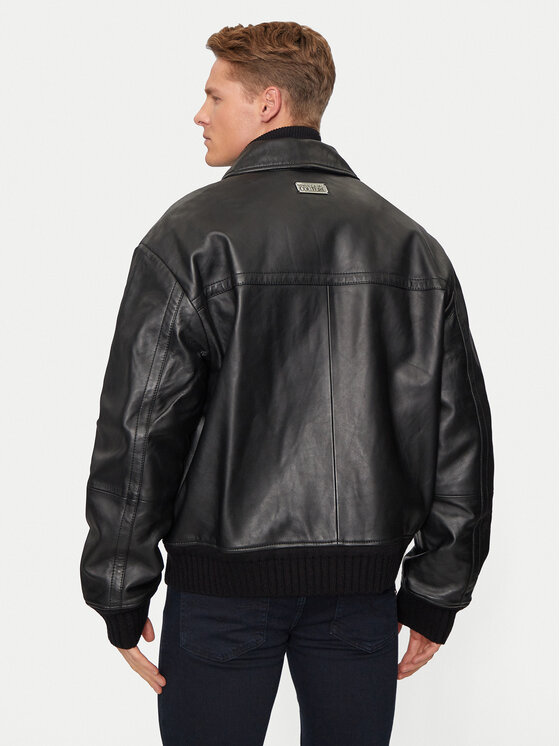 Versace Jeans Couture Versace Jeans Couture Lederjacke 77GAVP01 Schwarz Regular Fit