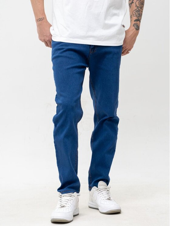 Jigga Wear Jigga Wear Jeansy Ciemne dzins Mini Haft Logo 32 Niebieski Regular Fit