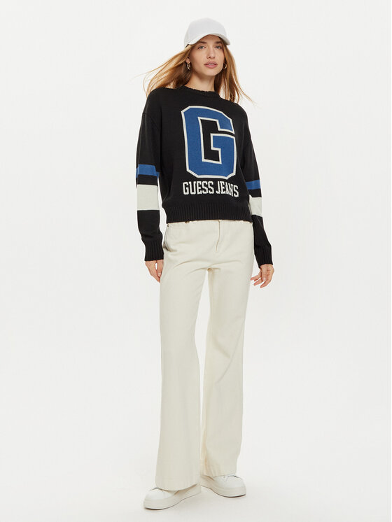 Guess Jeans Guess Jeans Πουλόβερ W4BR11 Z3HN2 Μαύρο Regular Fit