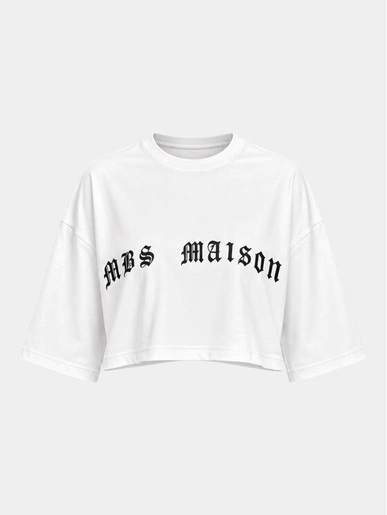 MADE BY SOCIETY MADE BY SOCIETY T-Shirt Gothic Crop - T27987 Biały Basic Fit