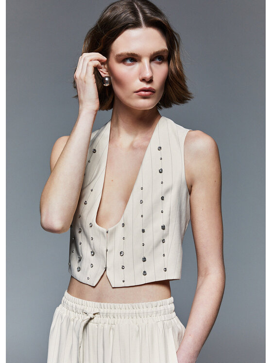 Liu Jo Liu Jo Gilet CA6114T557AP9579 Crema Regular Fit