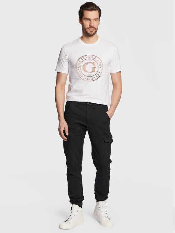 Guess Guess Majica Round Logo M3GI11 J1314 Bela Slim Fit