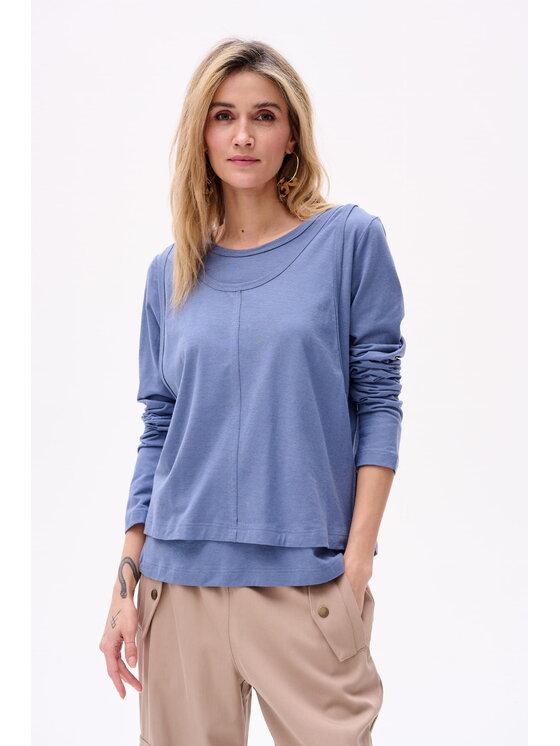 blue shadow blue shadow Bluzka Klarisa Niebieski Regular Fit
