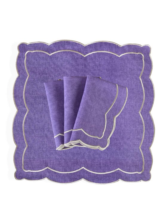 Roseberry Home Roseberry Home Serwetki haftowane Purple Onde Fioletowy