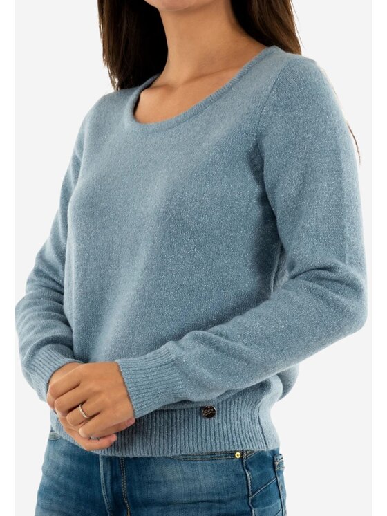 Yes Zee Yes Zee Maglione Maglia donna Celeste Regular Fit
