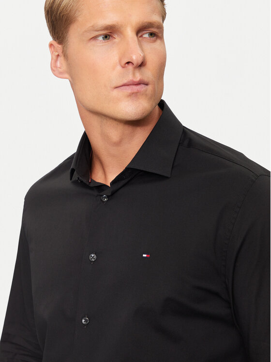 Tommy Hilfiger Tommy Hilfiger Риза MW0MW38347 Черен Slim Fit