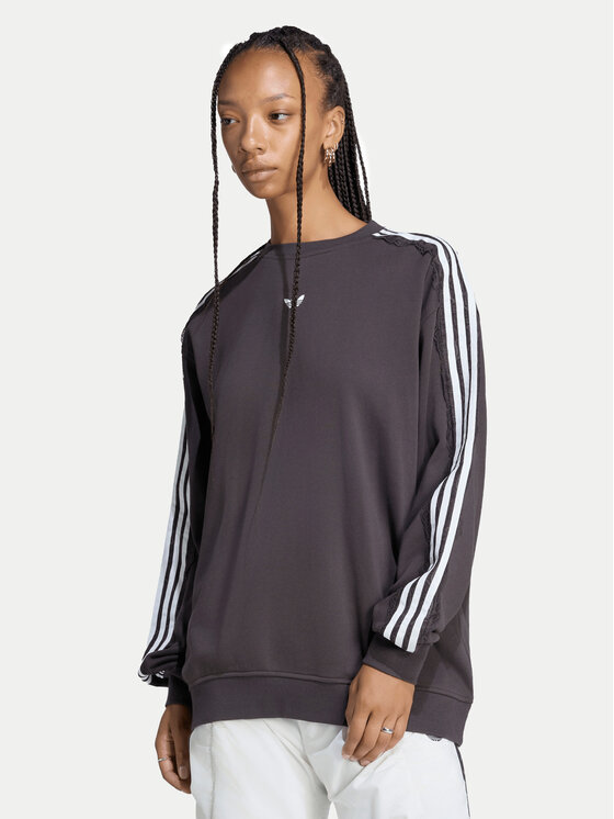 adidas adidas Pluus Lace 3 Stripes Crew LG4253 Pruun Regular Fit