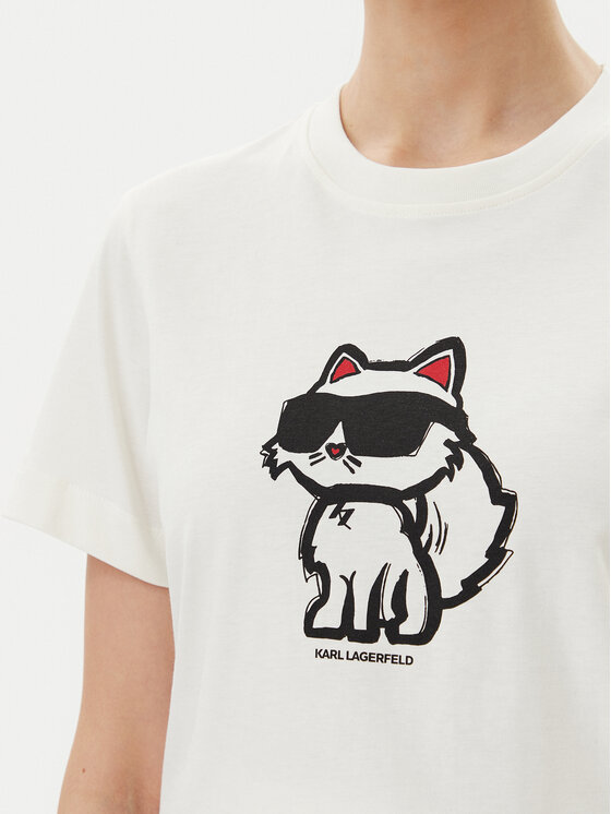 KARL LAGERFELD KARL LAGERFELD Tricou A1W17128 Écru Regular Fit