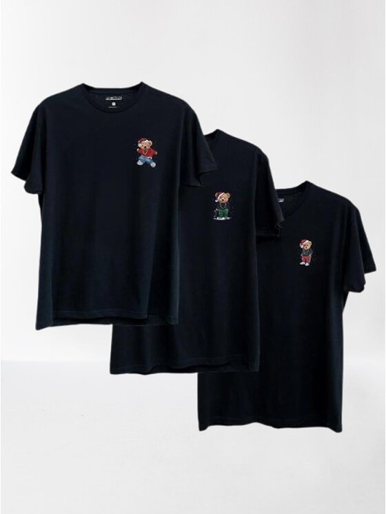 MyStars Komplet t-shirtów, rozmiar XXL Czarny, Zestaw 3 T-Shirtów Męskich Czarnych MyStars 3 Pack Christmas Bear M