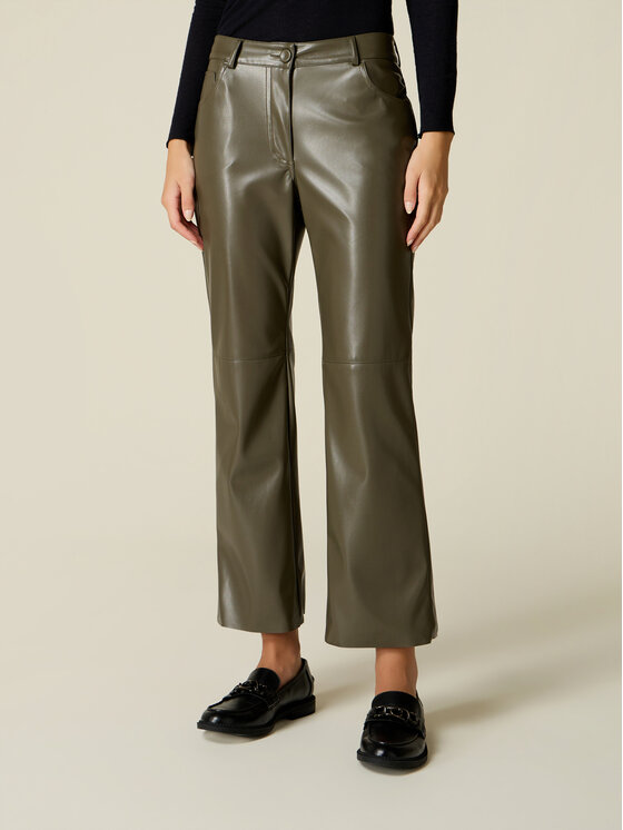 Oltre Oltre Pantaloni di tessuto P302R009424N035 Verde Flare Fit