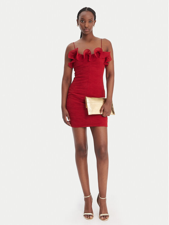 Guess Guess Kokteilinė suknelė W6RK80 WI342 Raudona Classic Fit