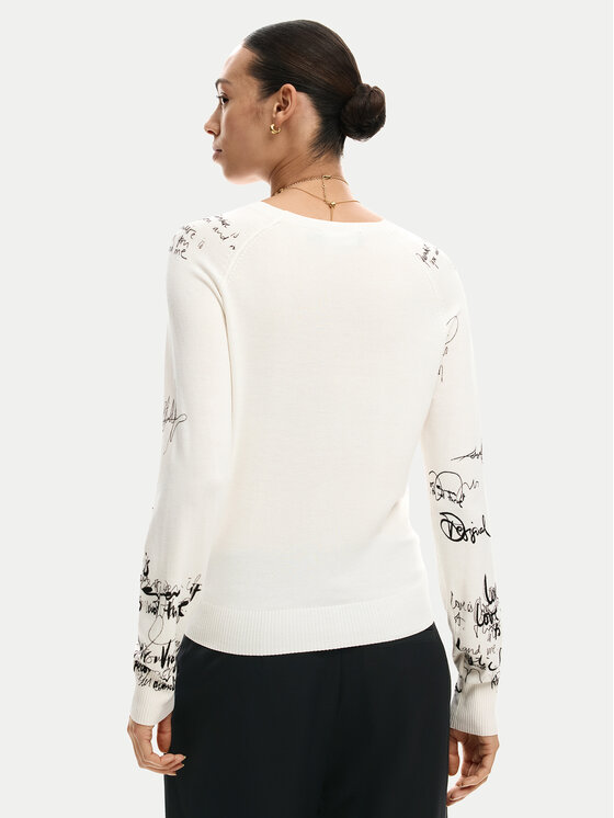 Desigual Desigual Sweter Marquette 26SWJF10 Écru Regular Fit