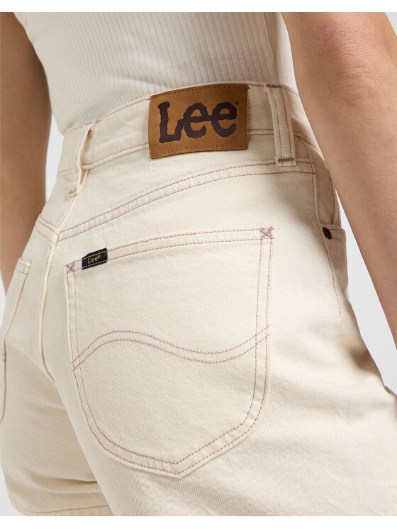 Lee Lee Szorty jeansowe CAROL SHORT Biały Slim Fit