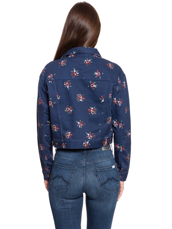 Wrangler Wrangler Kurtka damska RETRO CROP Niebieski Regular Fit