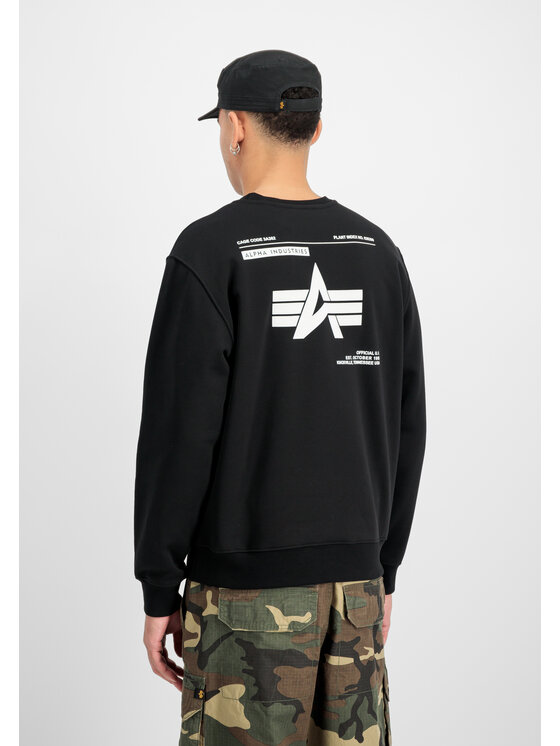 Alpha Industries Alpha Industries Mikina Label Backprint Sweatshirt Černá Regular Fit