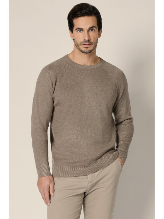 Lancerto Lancerto Sweter Baldir SW073225000064 Beżowy Regular Fit