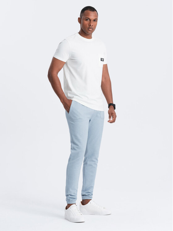 Ombre Ombre Spodnie dresowe OM-PASK-0211 Błękitny Regular Fit