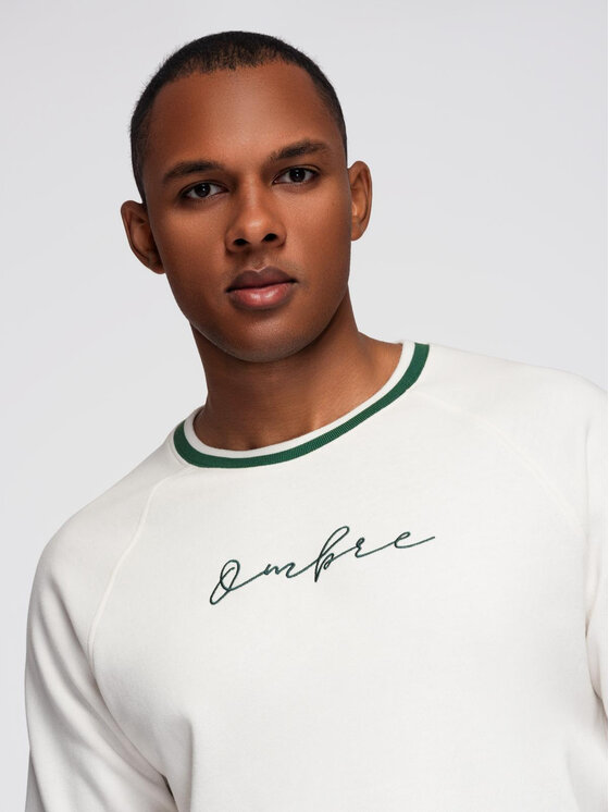 Ombre Ombre Mikina OM-SSNZ-0244 Bílá Regular Fit