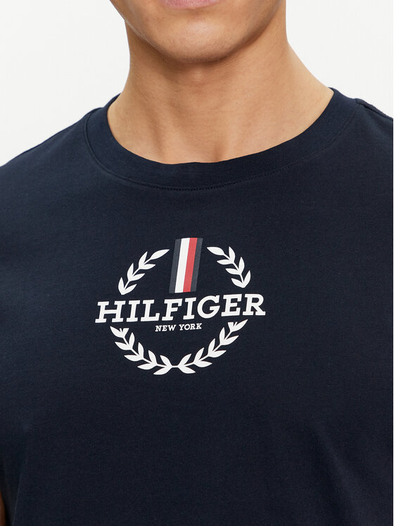 Tommy Hilfiger Tommy Hilfiger T-Shirt Global Stripe MW0MW34388 Granatowy Regular Fit