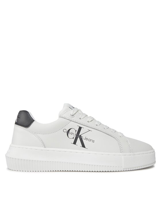 Calvin Klein Jeans Snīkeri Chunky Cupsole Laceup Mon Lth Wn YW0YW00823 Balts