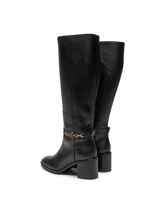 Tommy Hilfiger Tommy Hilfiger Μπότες Th Chain Leather Long Boot FW0FW08182 Μαύρο