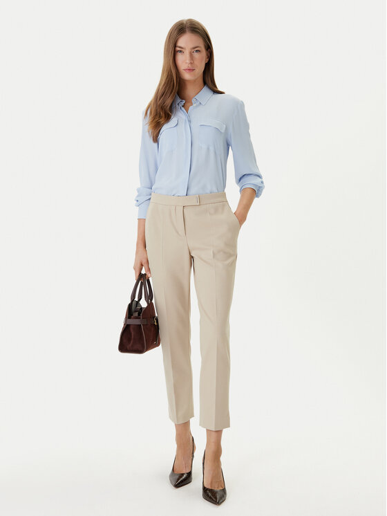 BOSS BOSS Hlače iz tkanine Tapria 50556341 Bež Slim Fit