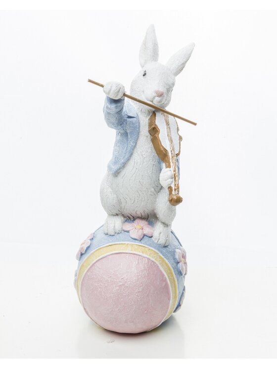MIAhome MIAhome Figurka królik MUZYK 31,5x10x10 cm SKRZYPEK Kolorowy