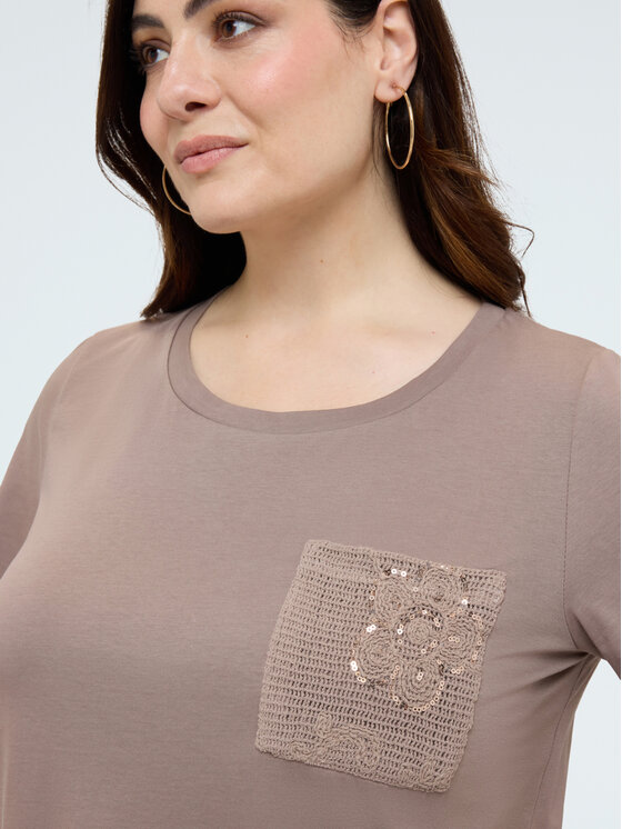 Fiorella Rubino Fiorella Rubino T-Shirt G062L009578N022 Brązowy Regular Fit