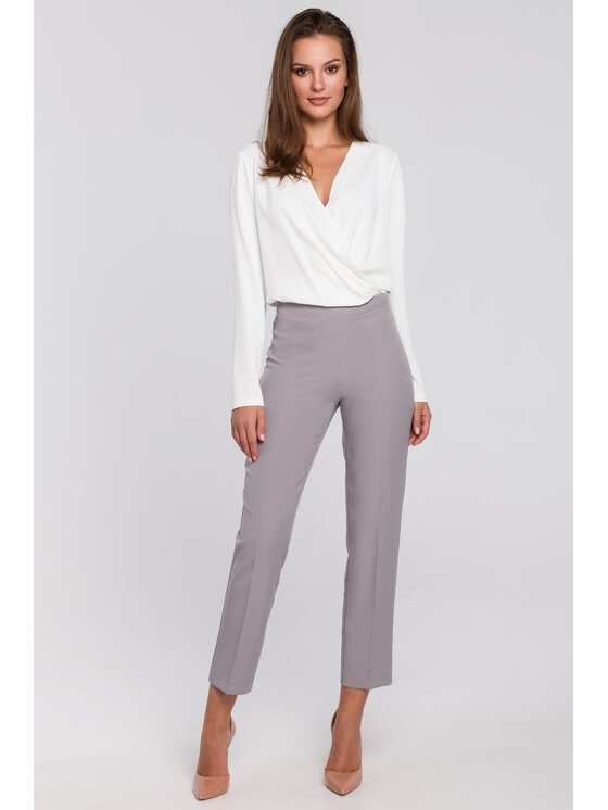 Makover Makover Dámské kalhoty K035 Šedá Regular Fit