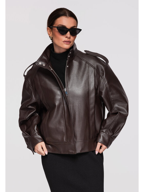 Ombre Ombre Kurtka przejściowa OW-JAFL-0104 Brązowy Oversize