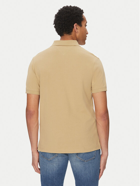 Tommy Jeans Tommy Jeans Тениска с яка и копчета Linear DM0DM20914 Бежов Regular Fit
