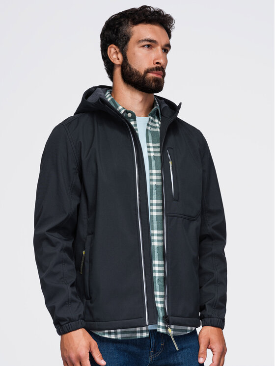 Ombre Ombre Kurtka przejściowa OM-JANP-0292 Czarny Regular Fit