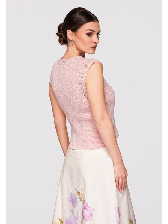 Ombre Ombre Bluzka OW-TS-E0018 Różowy Slim Fit