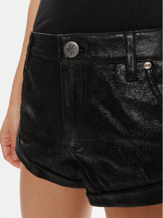 One Teaspoon One Teaspoon Kožne kratke hlače Bandits 26208B Crna Relaxed Fit