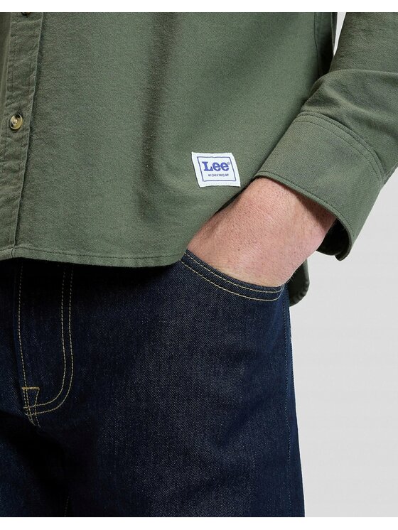 Lee Lee Koszula Workwear Button Down Zielony Relaxed Fit