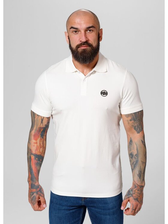 PITBULL PITBULL Polo Koszulka Polo Jersey Slim Fit Small Logo XL Biały Regular Fit