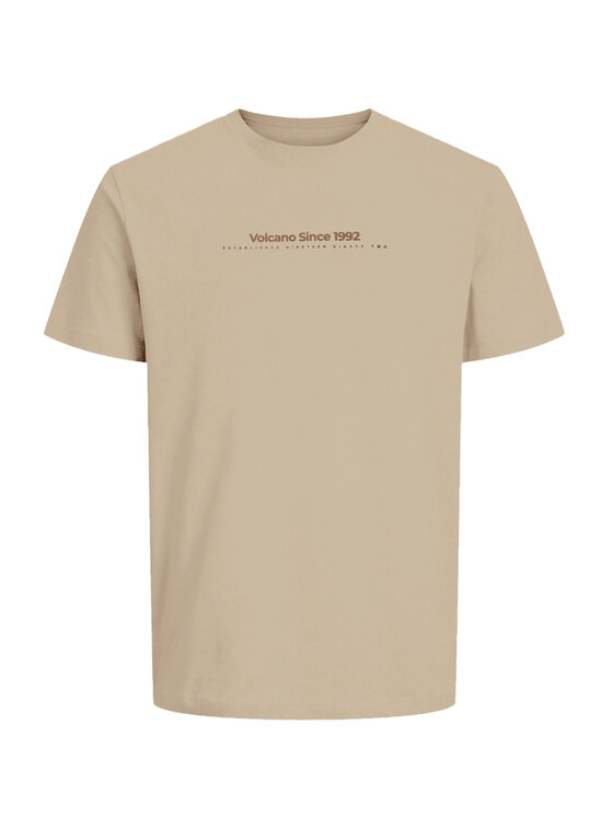 Volcano Volcano T-Shirt T-FIT Beżowy Regular Fit