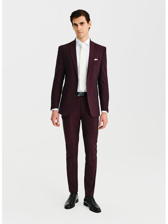 Pako Lorente Pako Lorente Spodnie garniturowe P25SF-6G-035 Bordowy Super Slim Fit