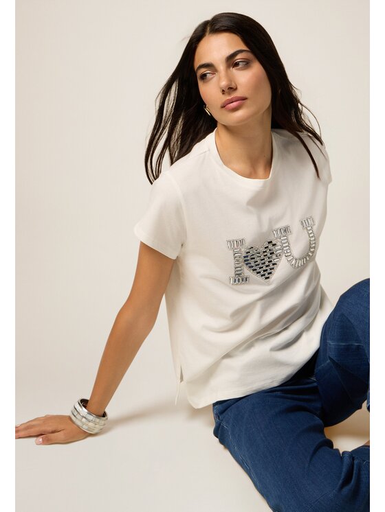 Oltre Oltre T-Shirt G019J004376N011 Biały Regular Fit