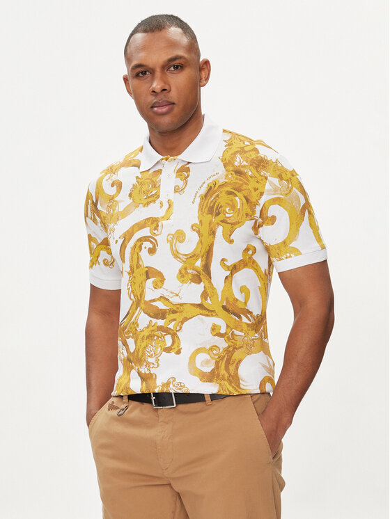 Versace Jeans Couture Tricou polo 76GAG6S0 Alb Regular Fit