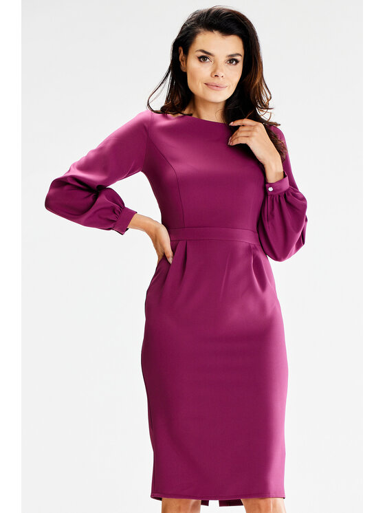 Awama Awama Večerní šaty A597 Fialová Basic Fit
