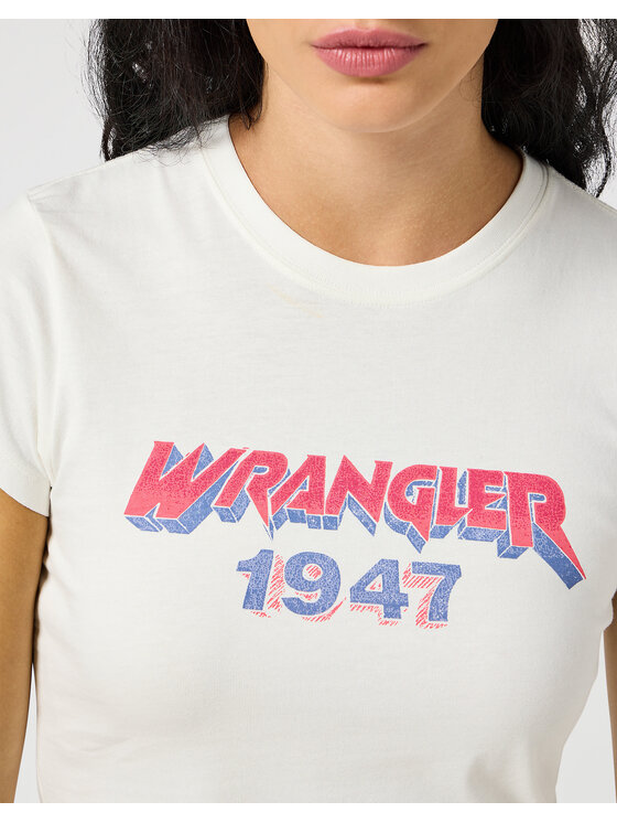 Wrangler Wrangler T-shirt SHRUNKEN BAND TEE Bianco Regular Fit