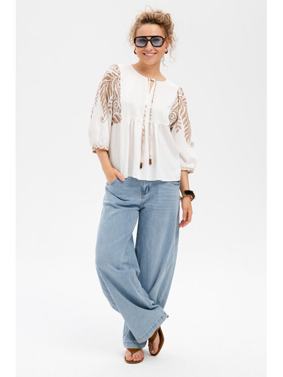 blue shadow blue shadow Bluzka Selena Biały Regular Fit