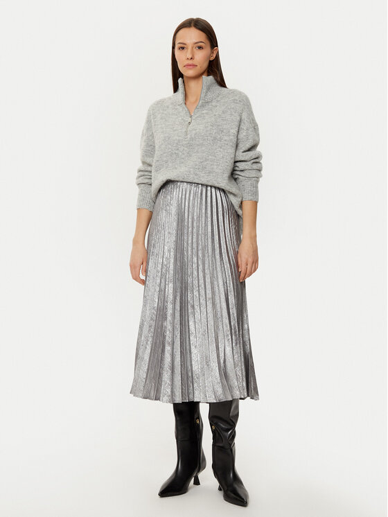 Gap Gap Plisovaná sukňa 587128-00 Strieborná Regular Fit