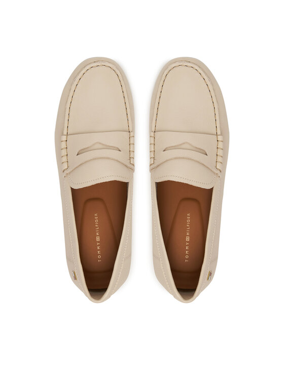 Tommy Hilfiger Tommy Hilfiger Mokaszin Flag Leather Driver Loafer FW0FW09350 Ekru