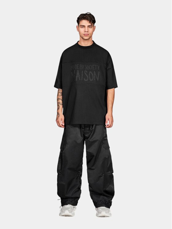 MADE BY SOCIETY MADE BY SOCIETY T-Shirt Hush Offscript - T17840 Czarny Basic Fit