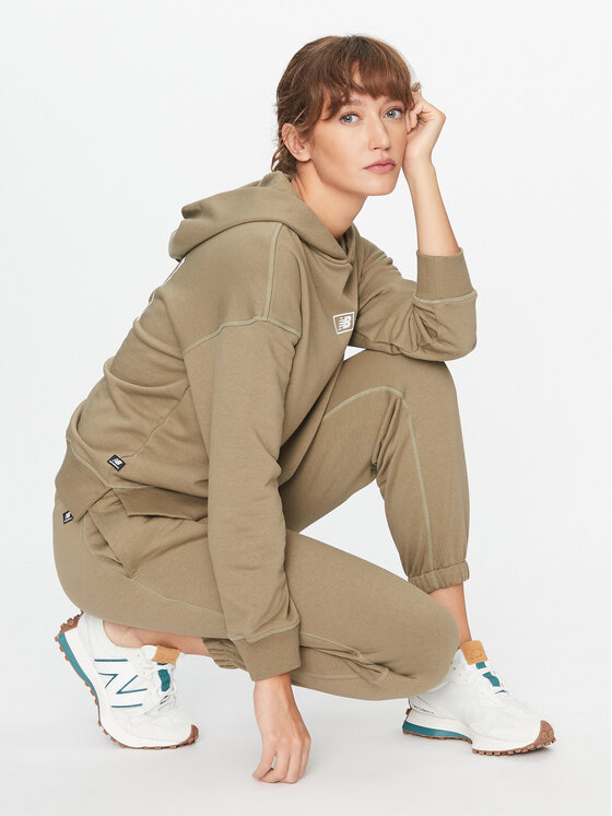 New Balance New Balance Bluza Essentials French Terry Hoodie WT33512 Zielony Regular Fit