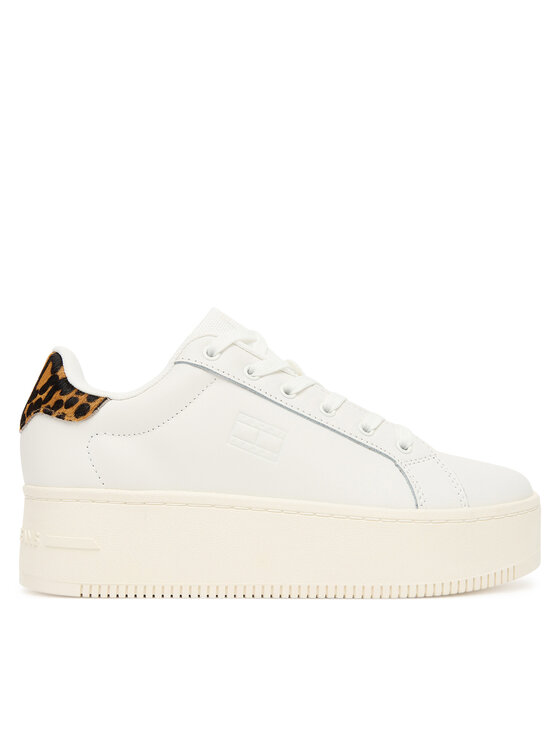 Sneakers Tommy Jeans Tjw Flatform Leopard Sneaker EN0EN02930 Alb