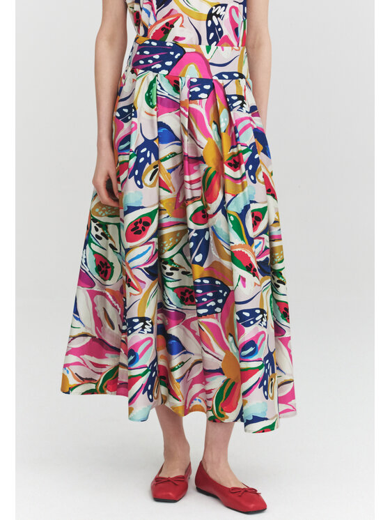 TATUUM TATUUM Midi sukně FESTI Béžová Flare Fit