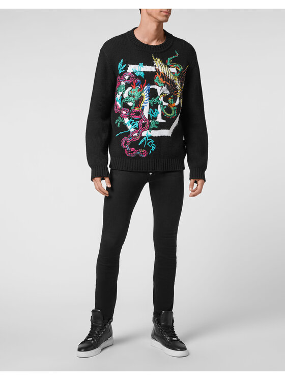 PHILIPP PLEIN PHILIPP PLEIN S dlhými rukávmi 3687 Čierna Regular Fit